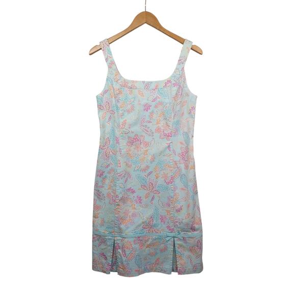 Sigrid Olsen Sport Dress Women's Size 8 Vintage Floral Shift Blue Tank Beach - Picture 1 of 16